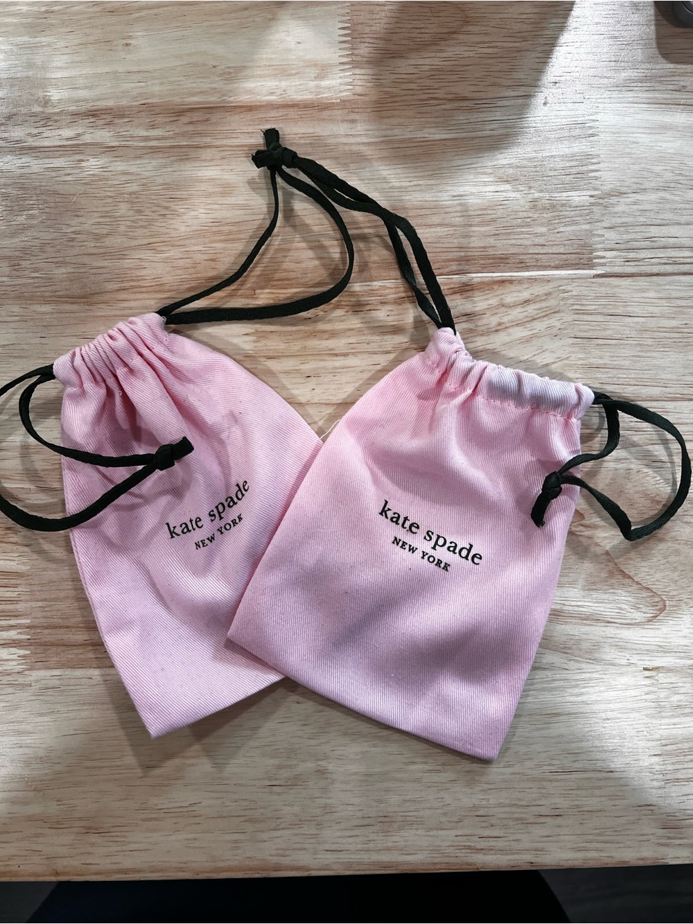 kate spade Pink Drawstring duster pouches  - set of 2.